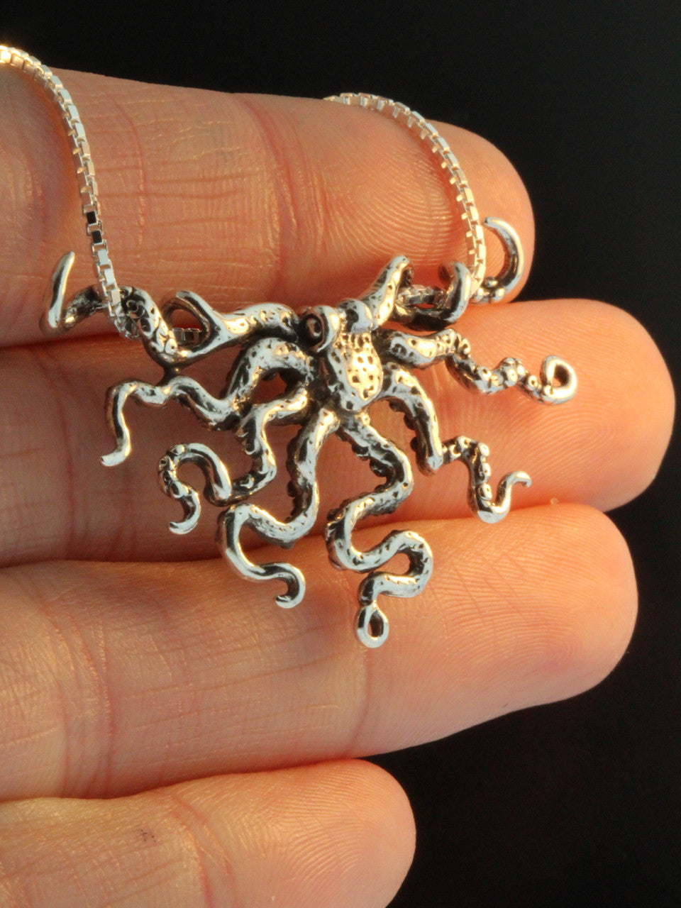Octopus Slider Pendant - Sterling Silver
