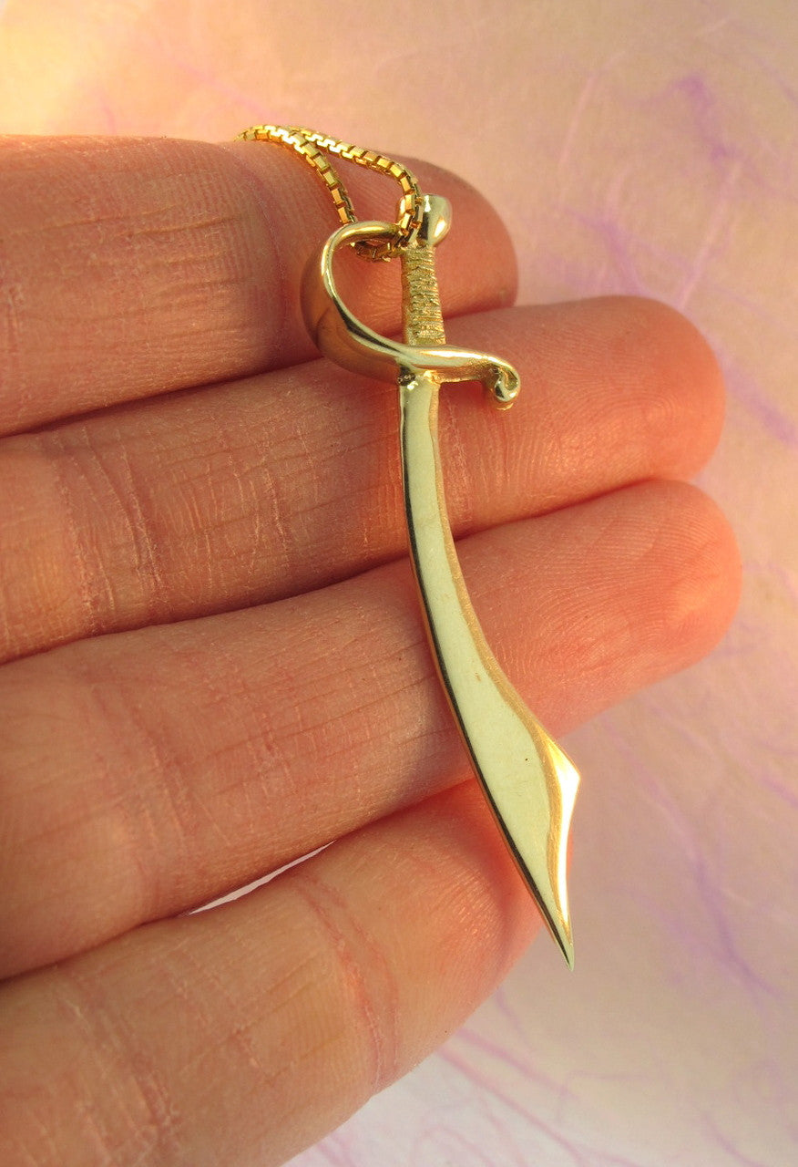 Cutlass Sword - 14K gold, sapphire