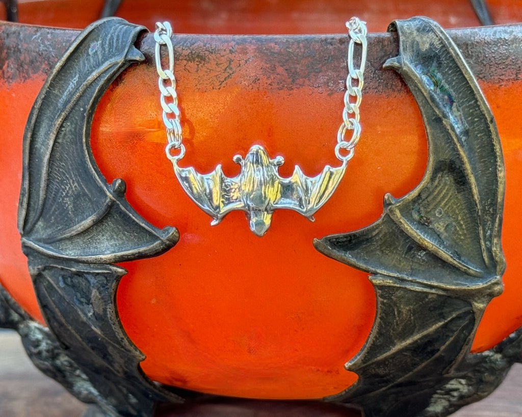 Sterling Silver Flying Bat Pendant