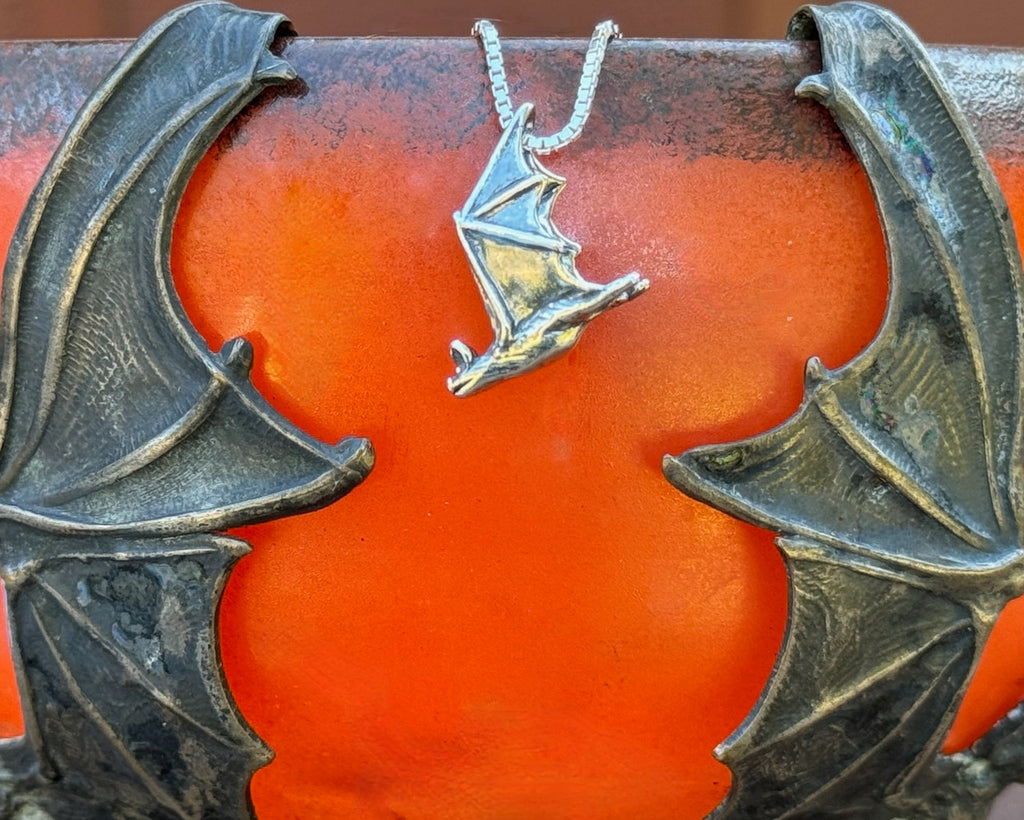 Sterling Silver Soaring Bat Pendant