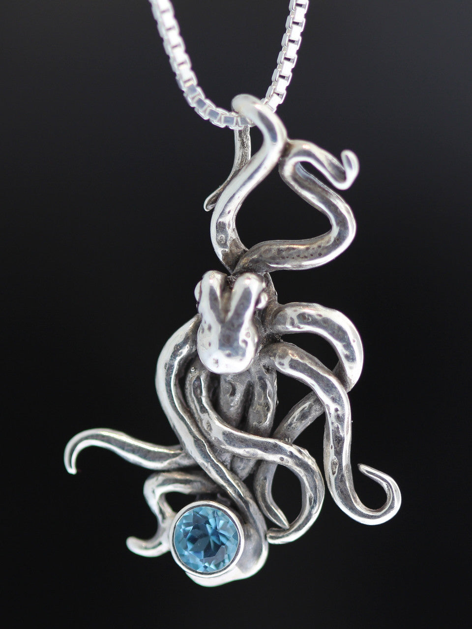 Sea Life - Octopus Charm with Gemstones - Sterling Silver