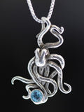 Sea Life - Octopus Charm with Gemstones - Sterling Silver