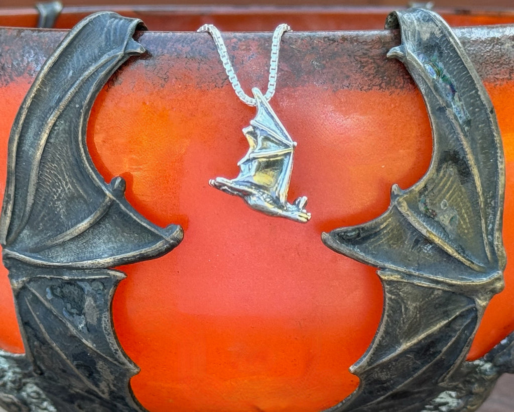 Sterling Silver Soaring Bat Pendant