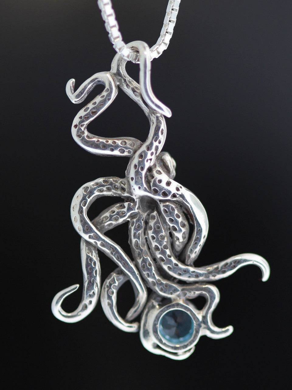 Sea Life - Octopus Charm with Gemstones - Sterling Silver
