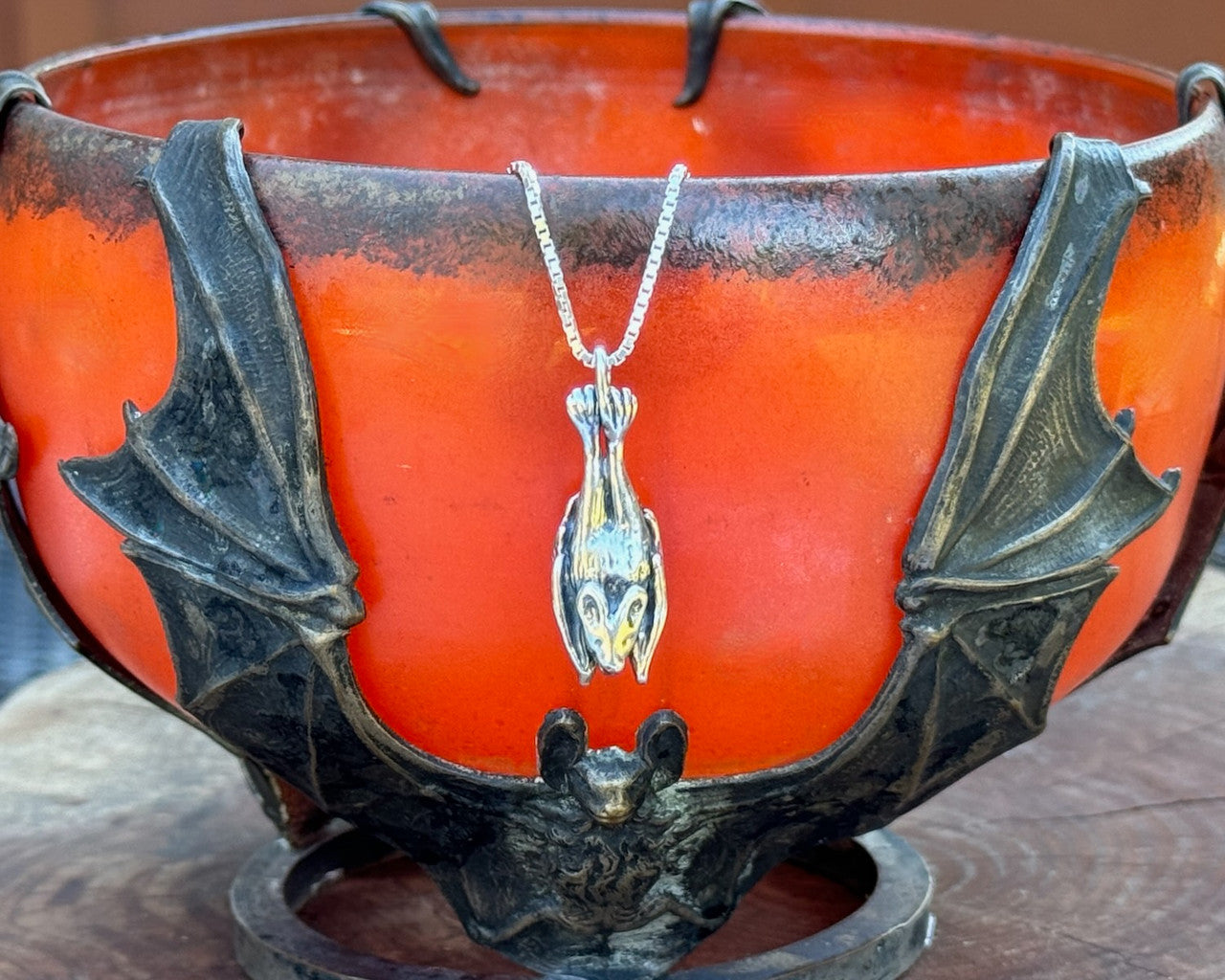Sterling Silver Sleeping Bat Pendant
