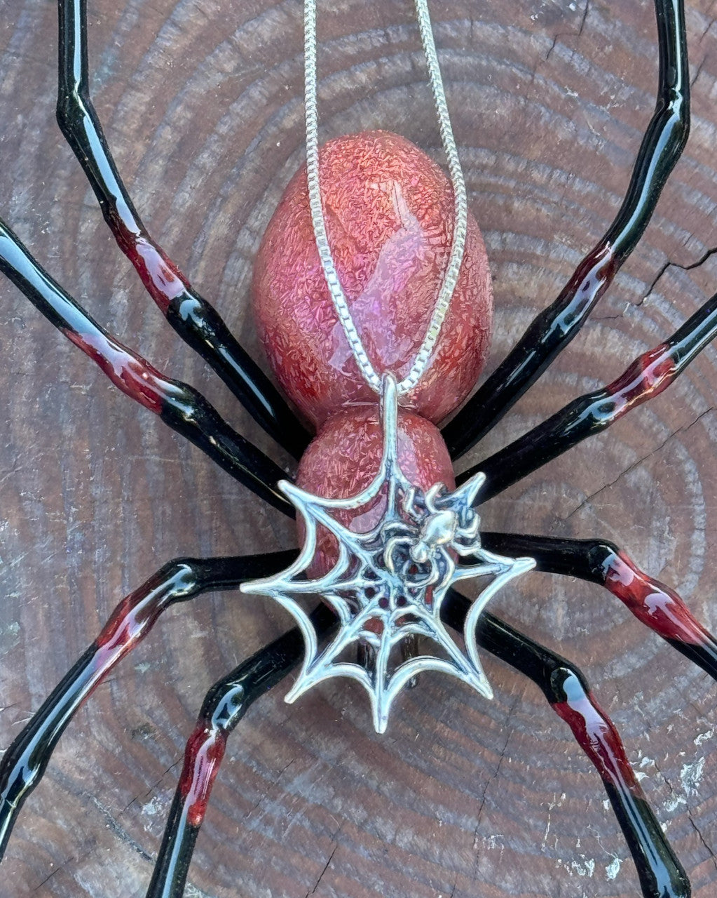 Small Sterling Silver Spider Web Pendant