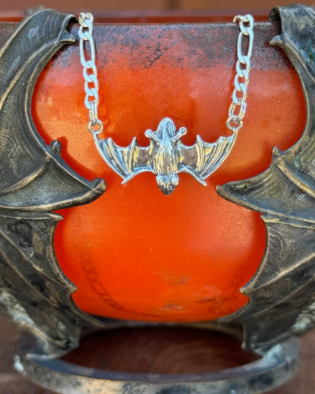 Sterling Silver Flying Bat Pendant