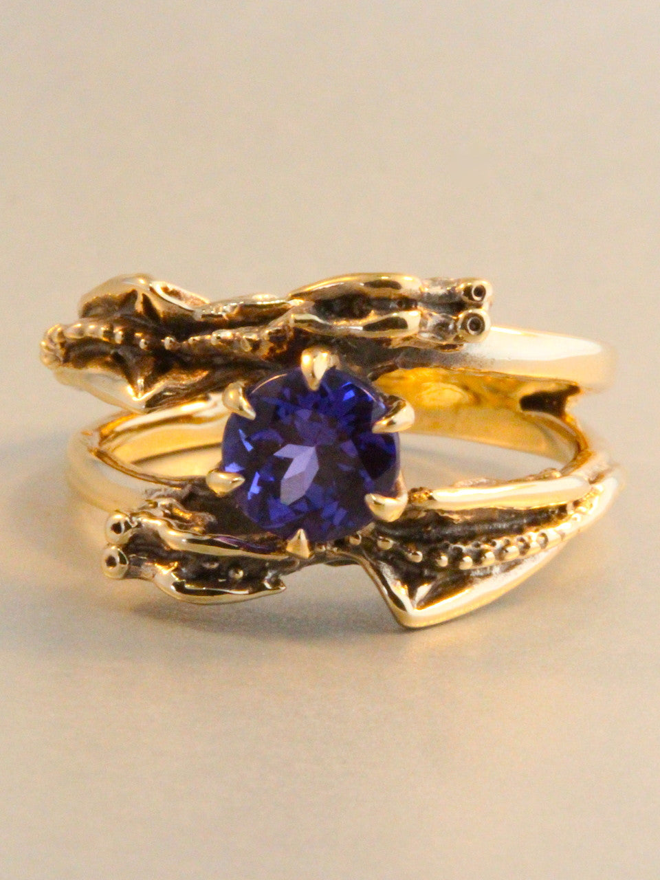 Double Dragon Eternity Ring 14k Gold with 1 ct Tanzanite