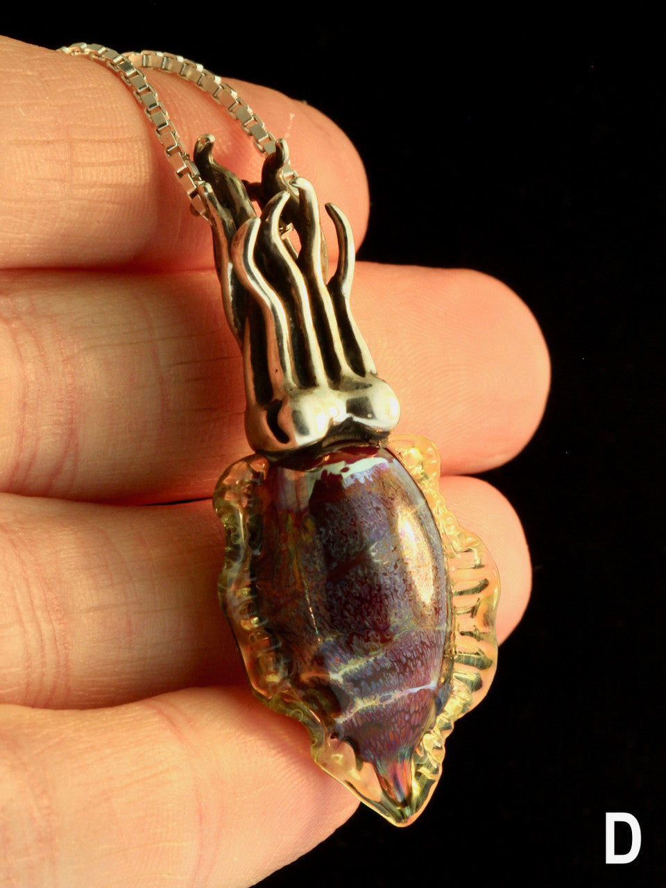 Iridescent Cuttlefish Pendant - Silver