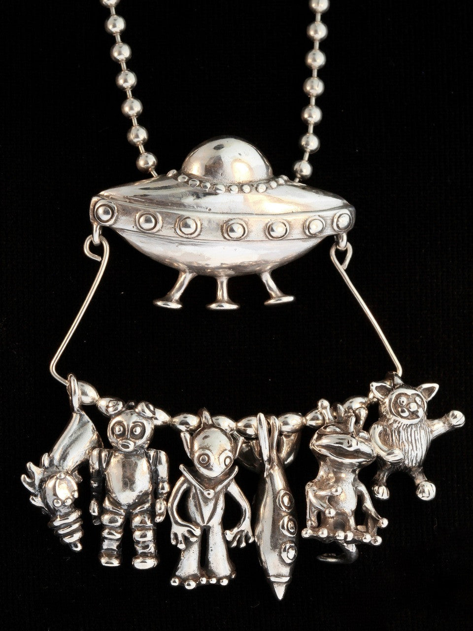 Ultimate Flying Saucer U.F.O. Charm Collection - Silver