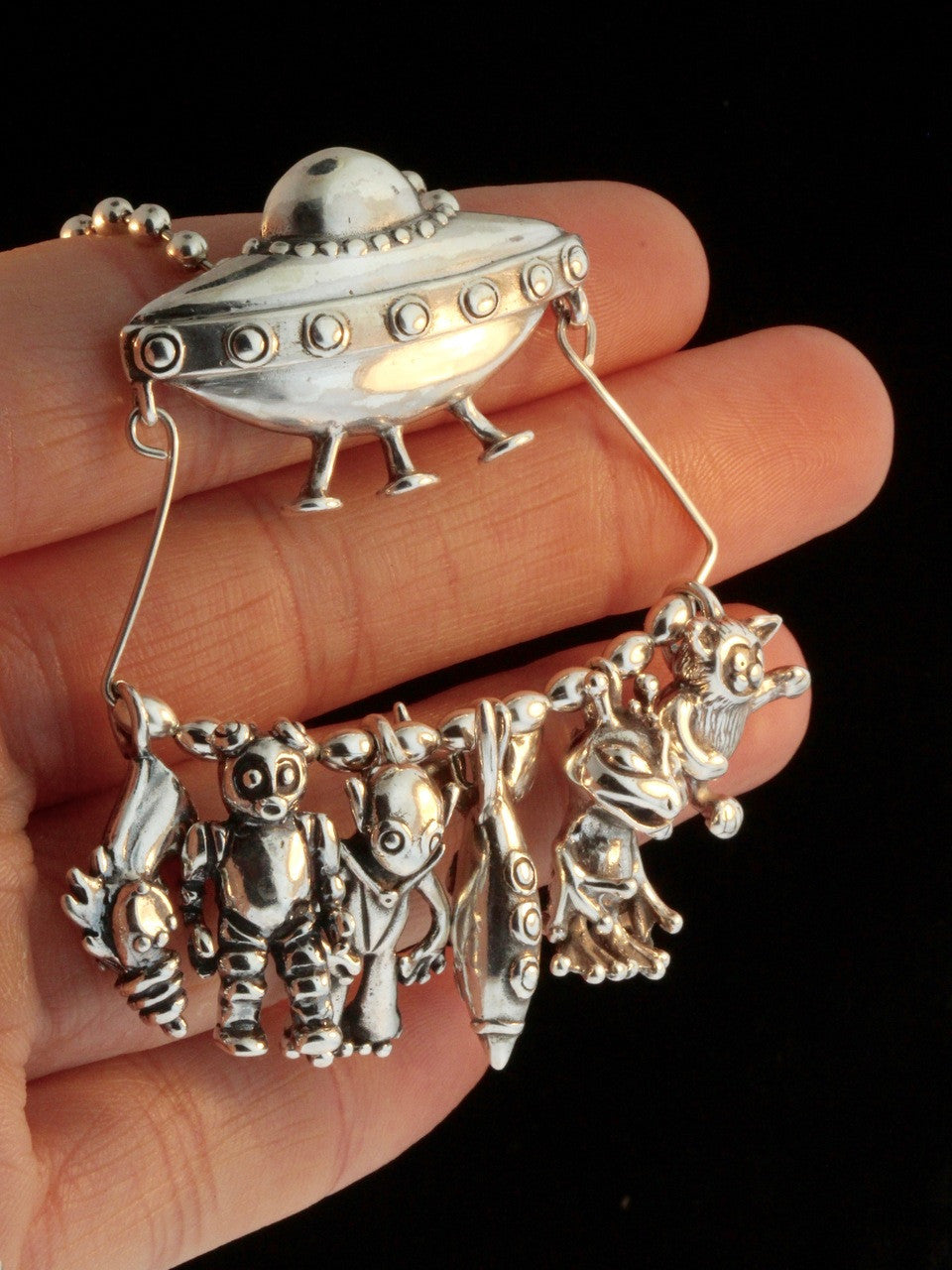 Ultimate Flying Saucer U.F.O. Charm Collection - Silver
