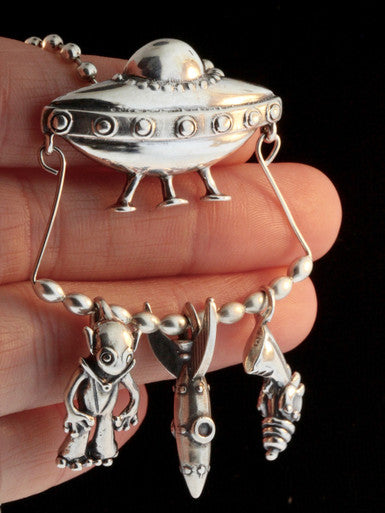 Flying Saucer U.F.O. Charm Collection - Silver