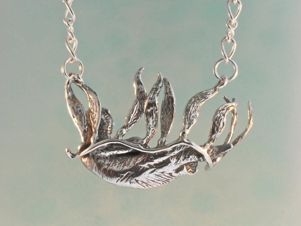 Sea Life - Sea Otter Pendant and Kelp Neckpiece - Sterling Silver