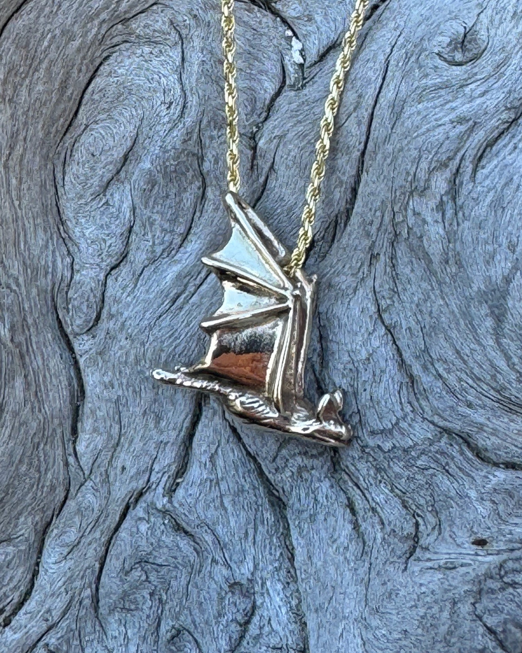 Soaring Bat Charm - 14k Gold