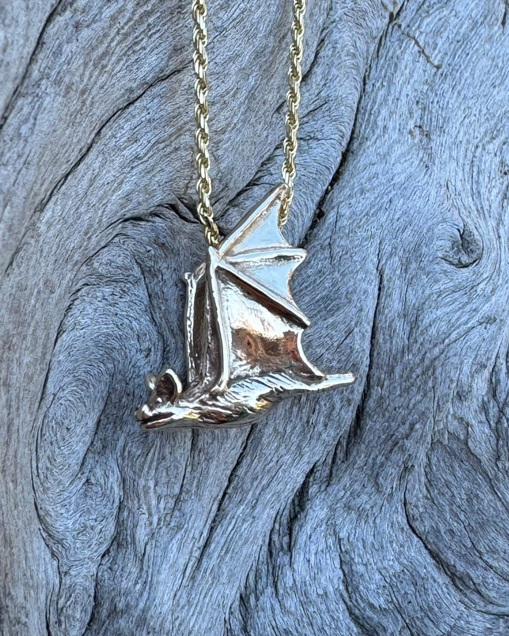 Soaring Bat Charm - 14k Gold