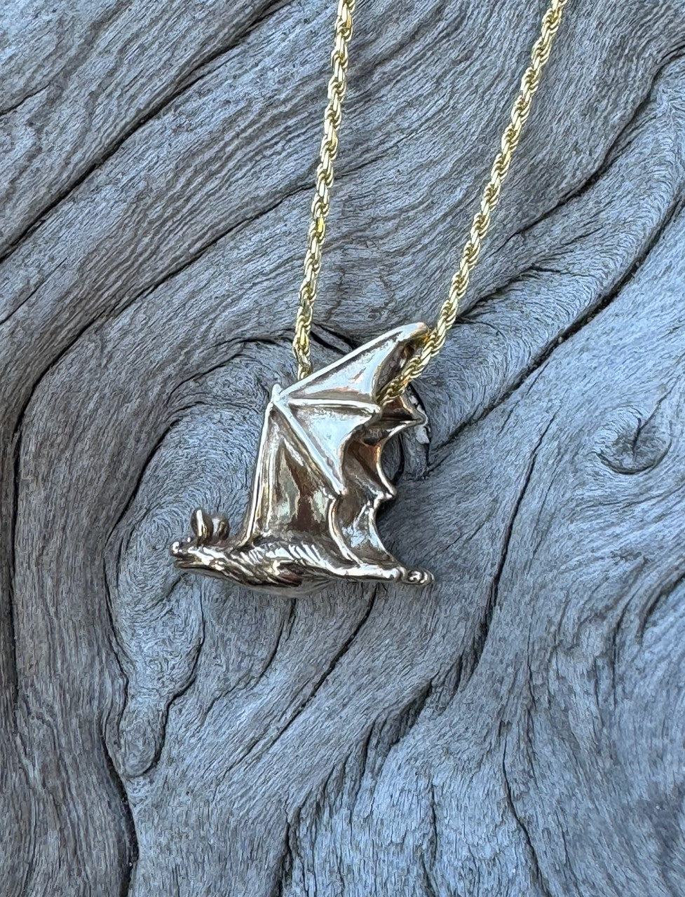 Soaring Bat Charm - 14k Gold