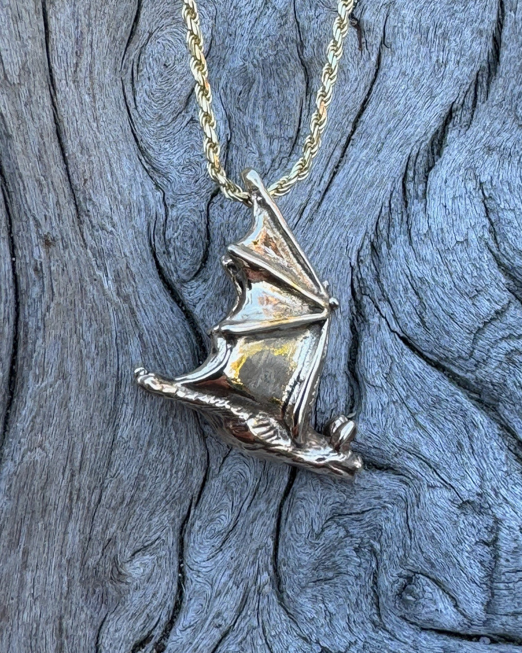 Soaring Bat Charm - 14k Gold