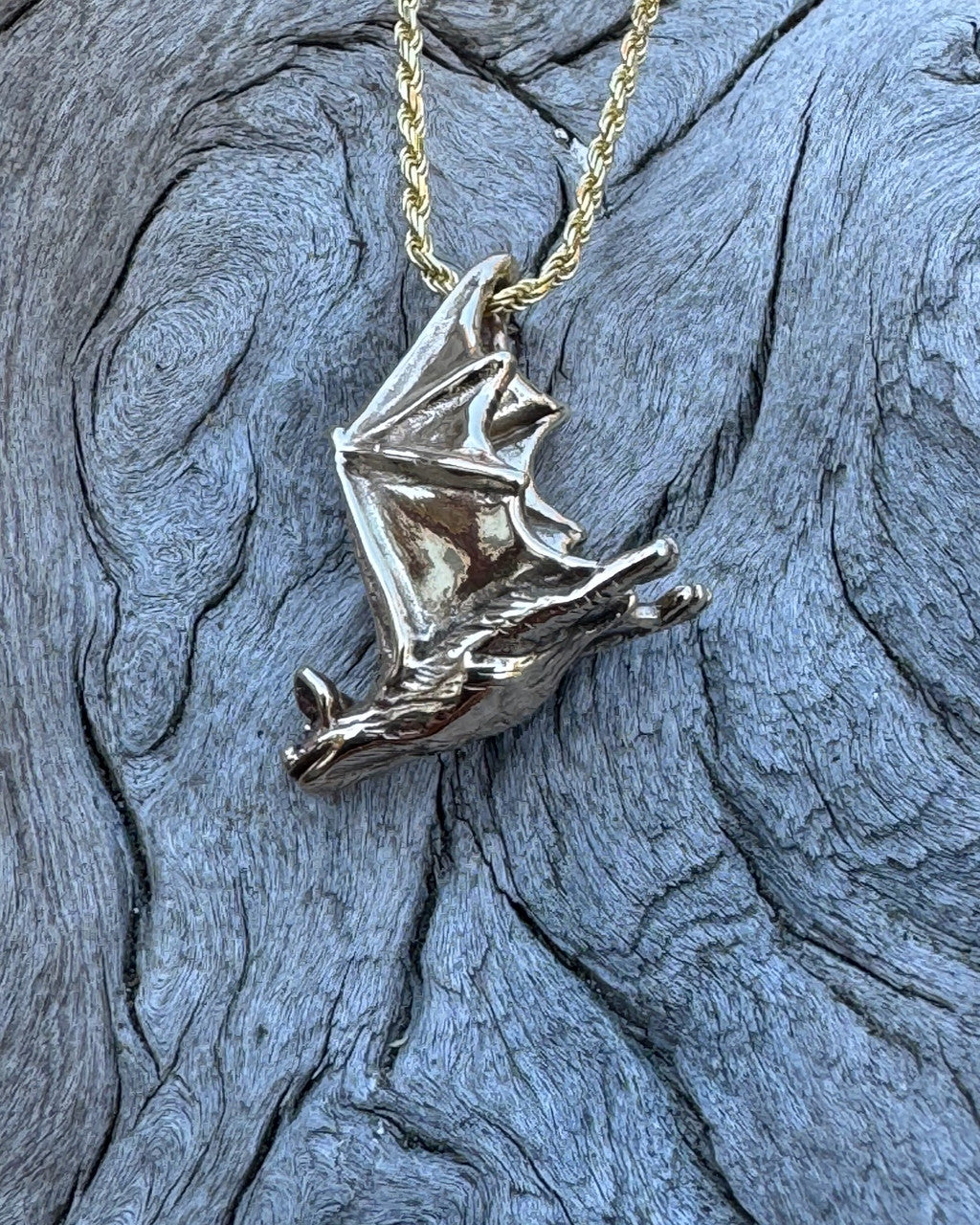 Soaring Bat Charm - 14k Gold