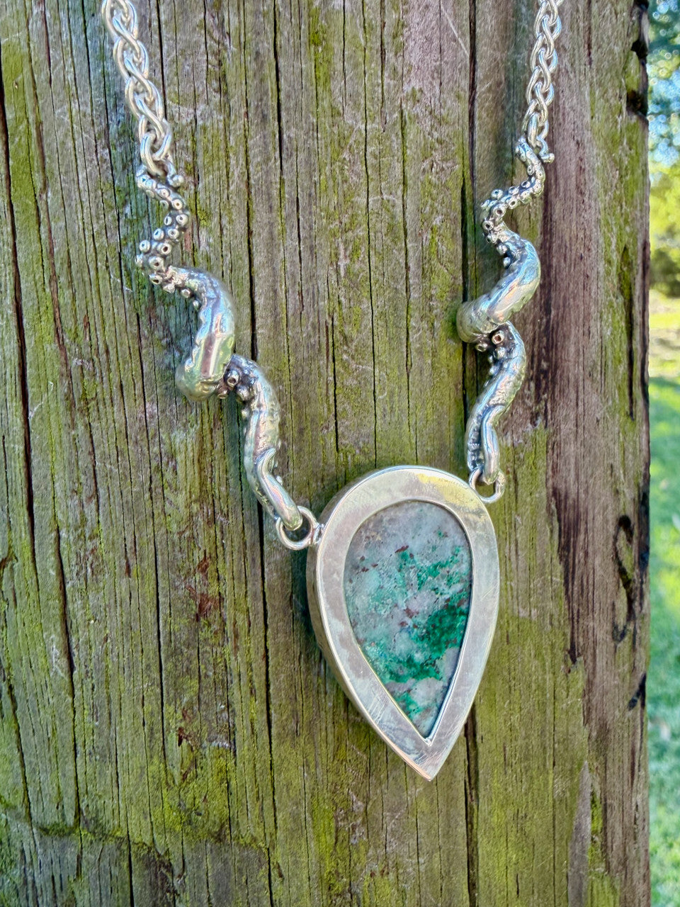 Azurite and Malachite Tentacle Neckpiece - Silver