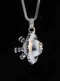 Alien Flying Saucer Charm - Silver