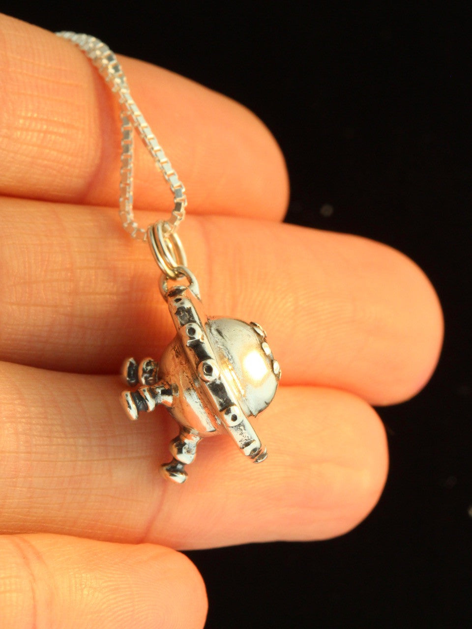 Alien Flying Saucer Charm - Silver