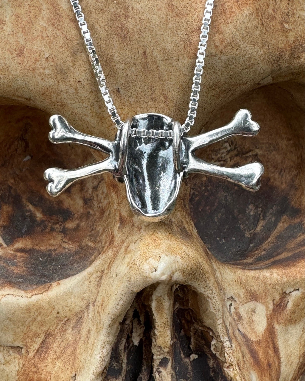 Back view of Skull and Crossbones Pendant - Silver