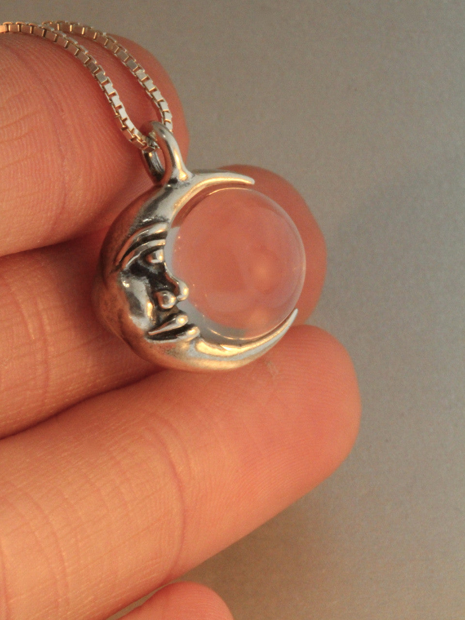 Moon Orb Pendant with Quartz Crystal