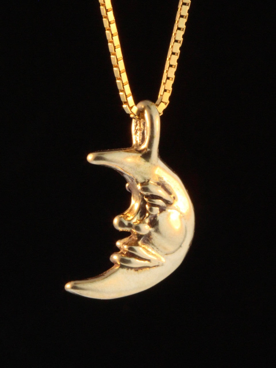 Small Moon Charm - Solid 14k Gold