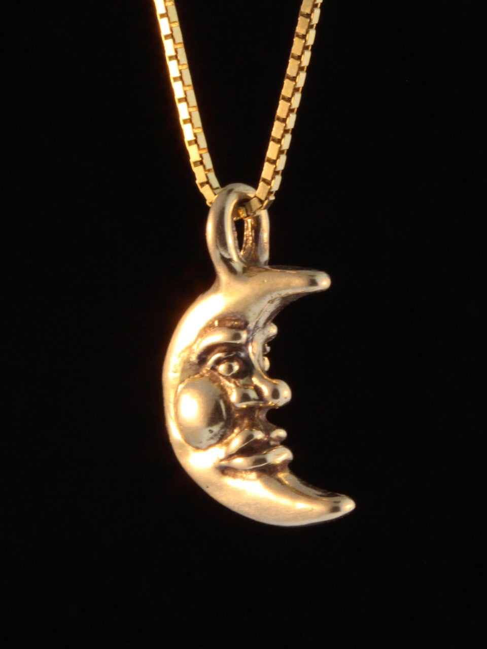 Small Moon Charm - Solid 14k Gold