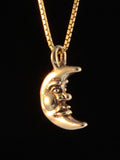 Small Moon Charm - Solid 14k Gold