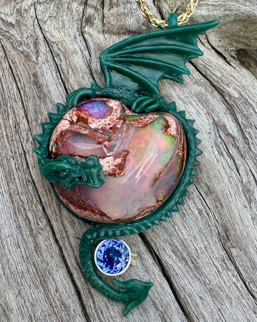Wax original for 'Pura Vida' Dragon - Mexican Matrix Fire Opal - Tanzanite