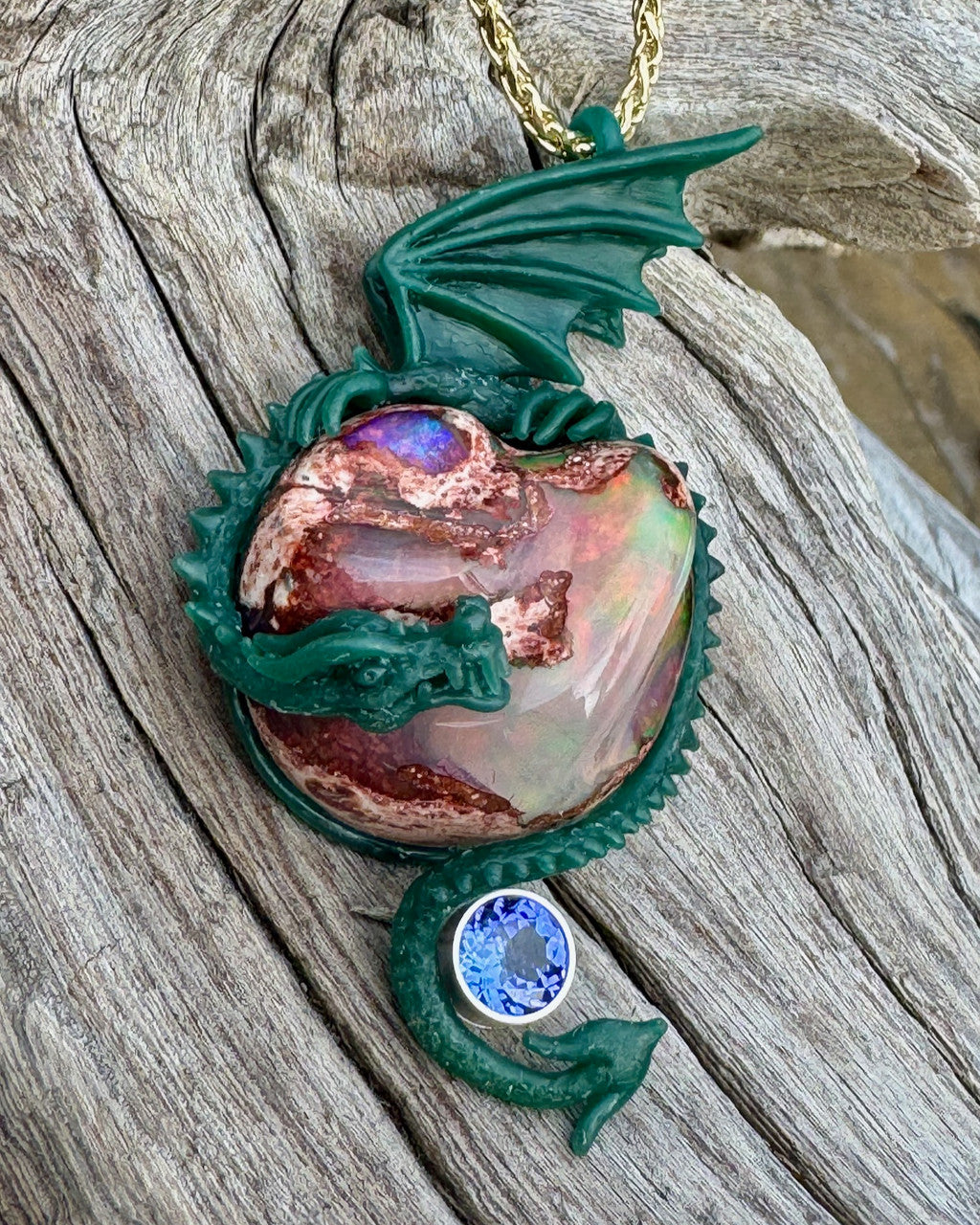 Wax original for 'Pura Vida' Dragon - Mexican Matrix Fire Opal - Tanzanite