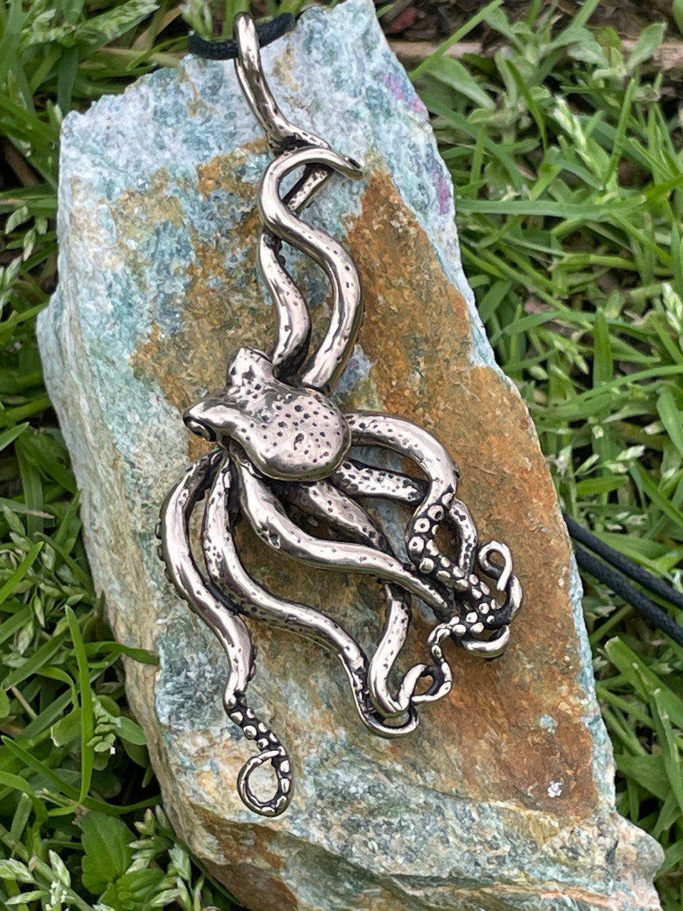 Large Bronze Octopus Pendant - Silver