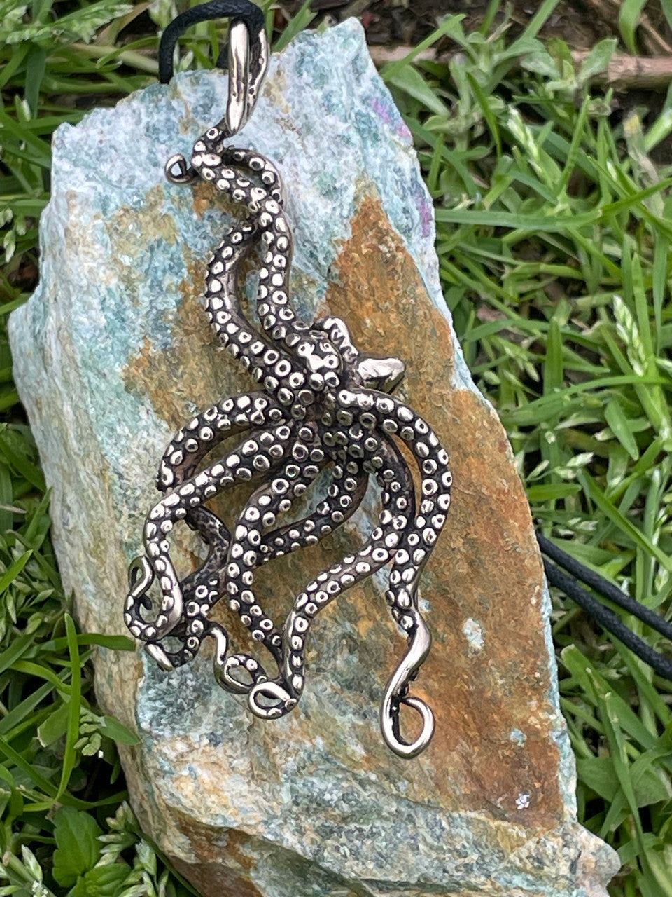 Large Bronze Octopus Pendant - Silver