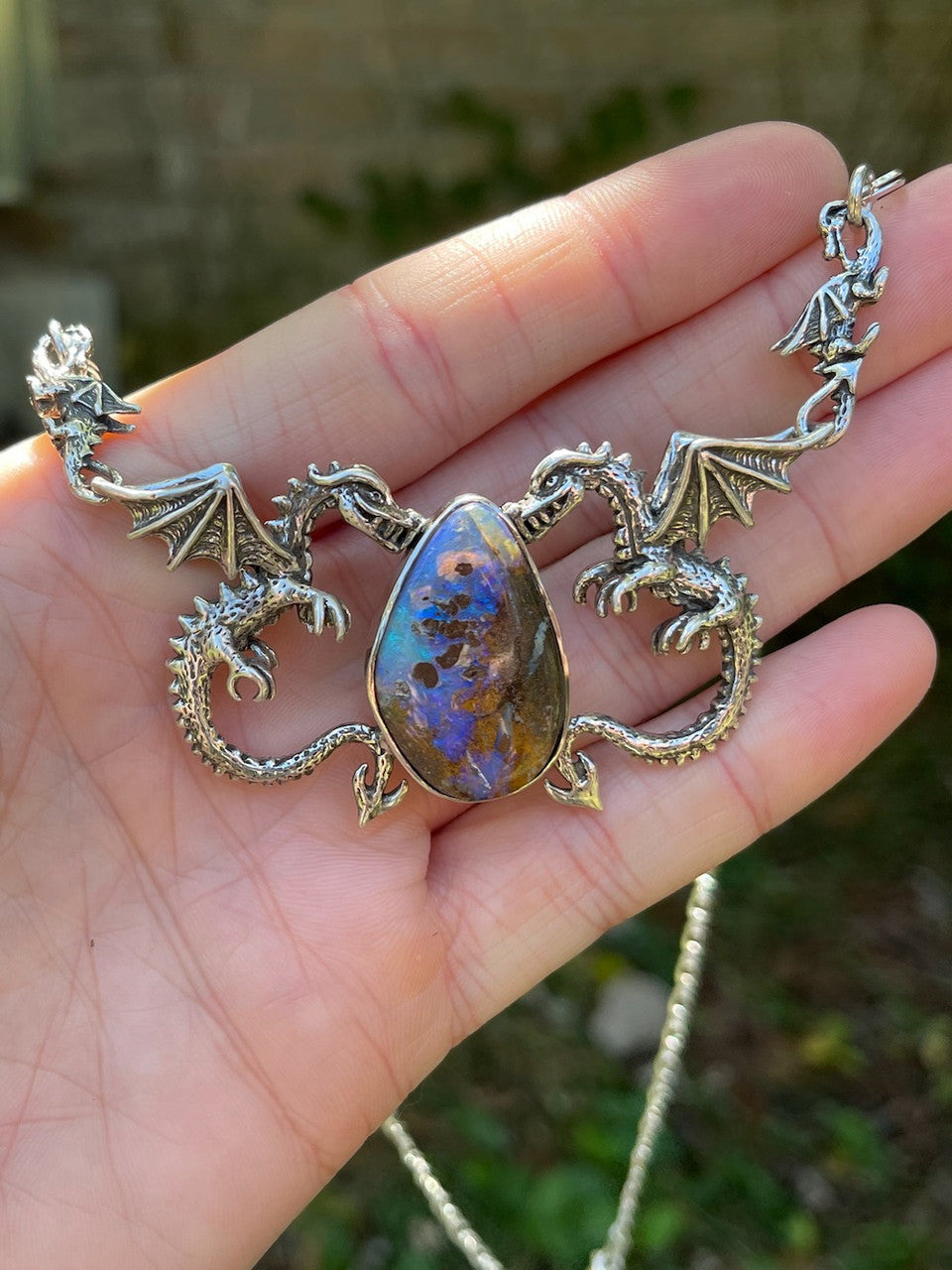 Lavender Lagoon Dragon Neckpiece - Silver
