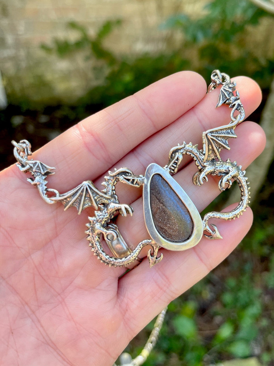 Coral Reef Dragon Neckpiece - Silver