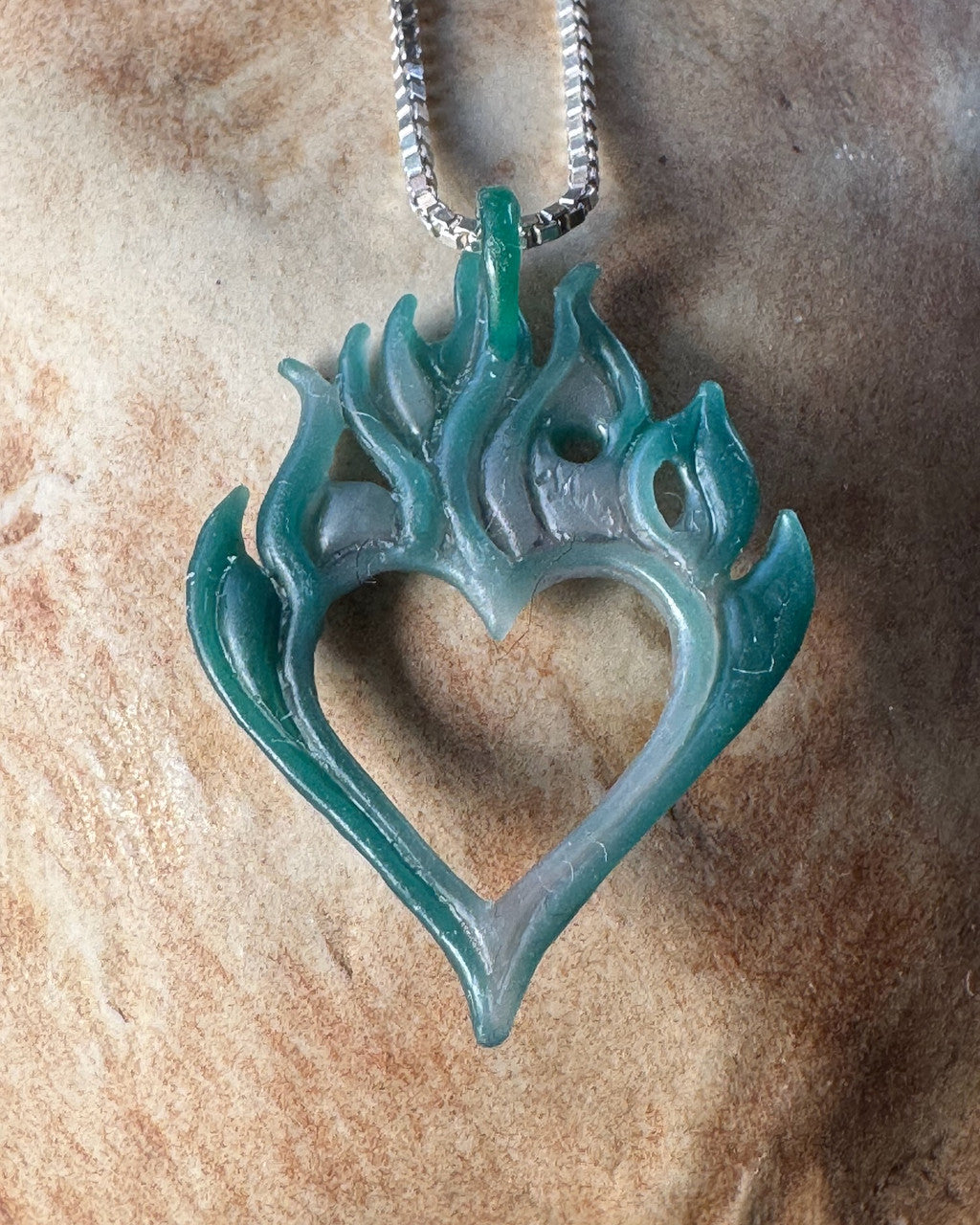 Original Reverse side of Burning Love Heart Pendant Wax