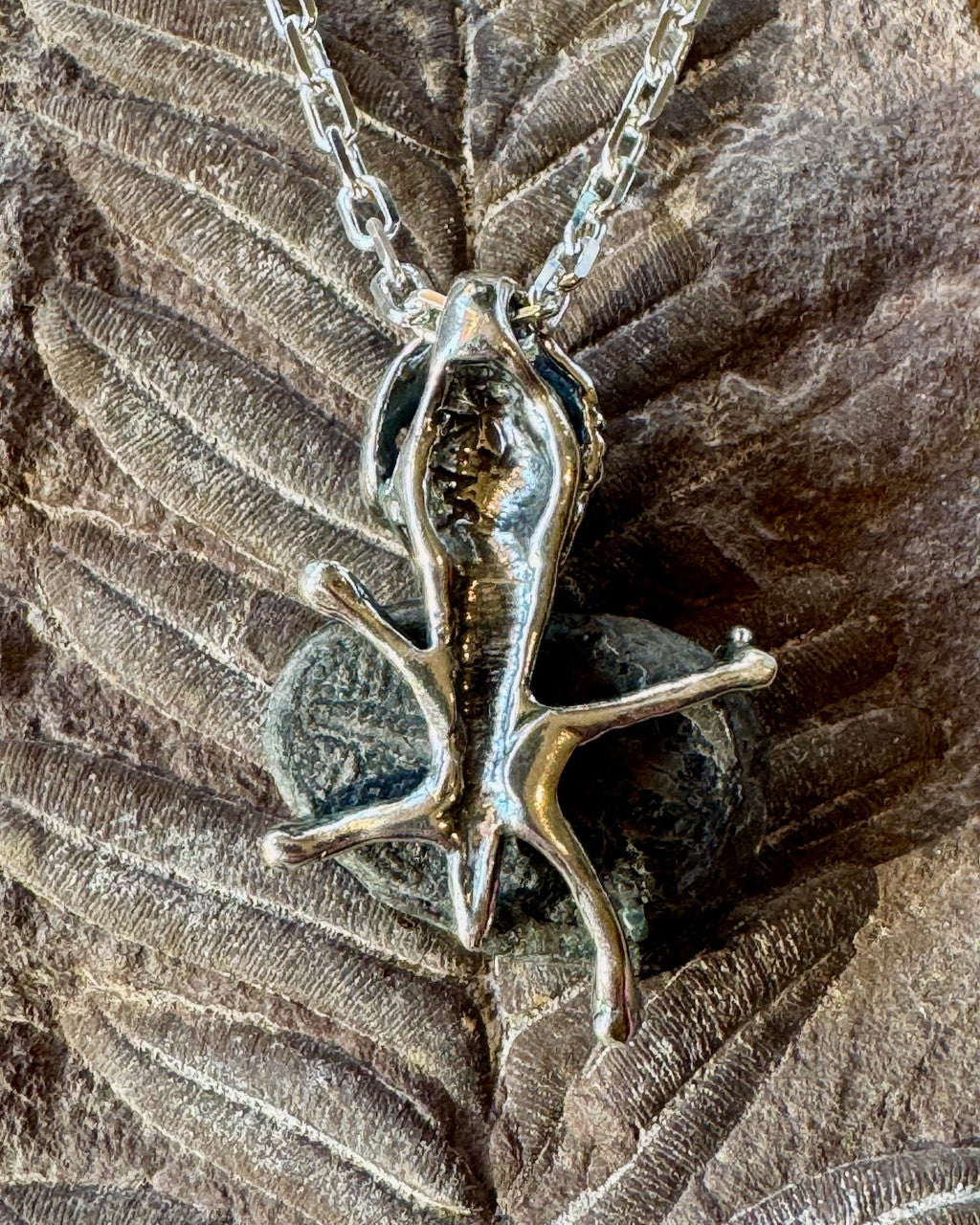 Raven Skull with Trilobite Treasure - Silver