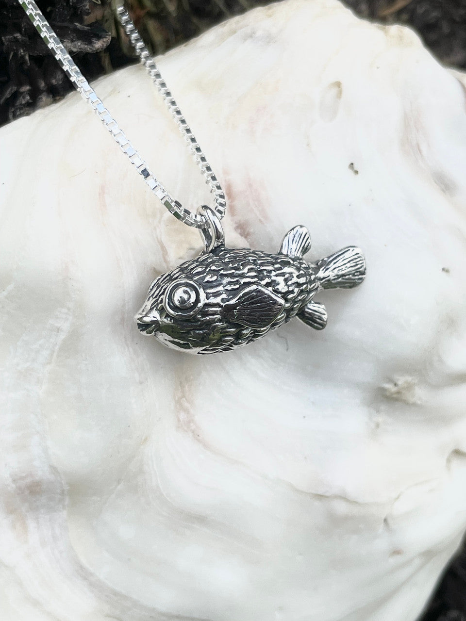 Puffer Fish Charm - Silver