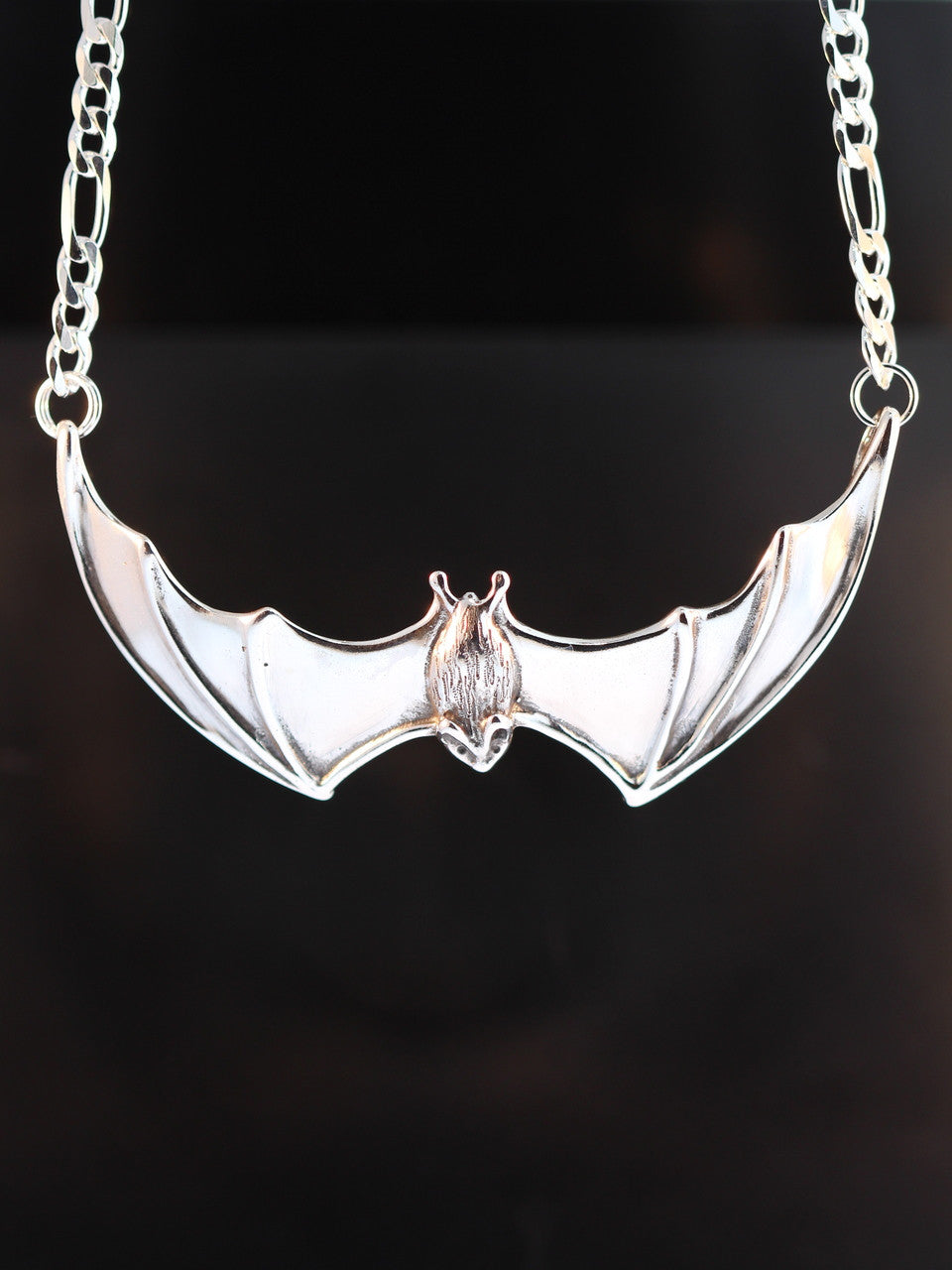 Sterling Silver Large Spread Winged Bat Pendant