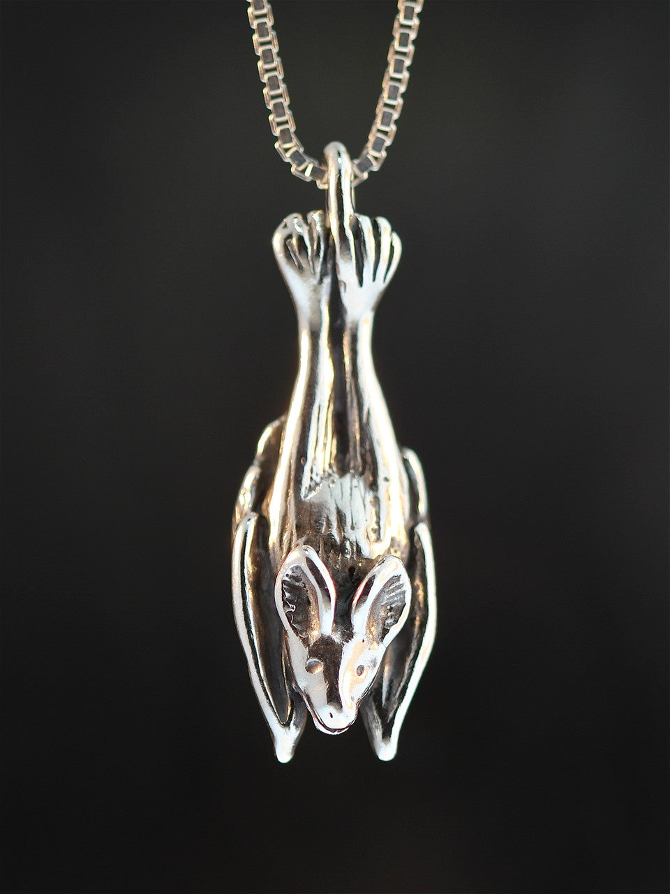 Sterling Silver Sleeping Bat Pendant