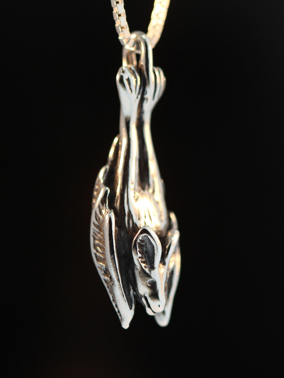 Sterling Silver Sleeping Bat Pendant