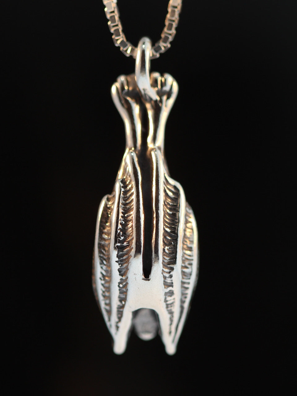Sterling Silver Sleeping Bat Pendant