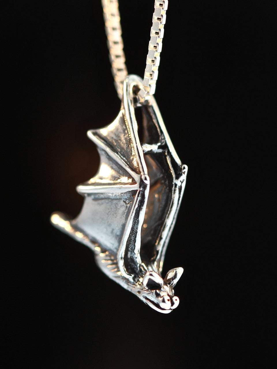 Sterling Silver Soaring Bat Pendant