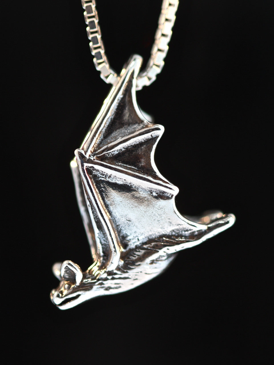 Sterling Silver Soaring Bat Pendant