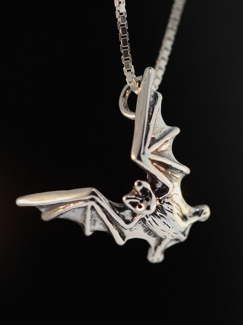 Sterling Silver Bat Flight Pendant