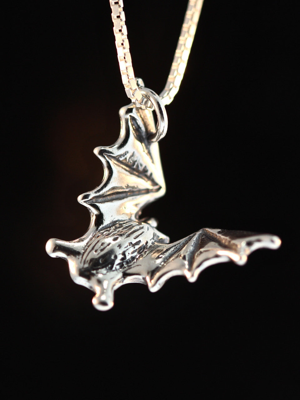 Sterling Silver Bat Flight Pendant