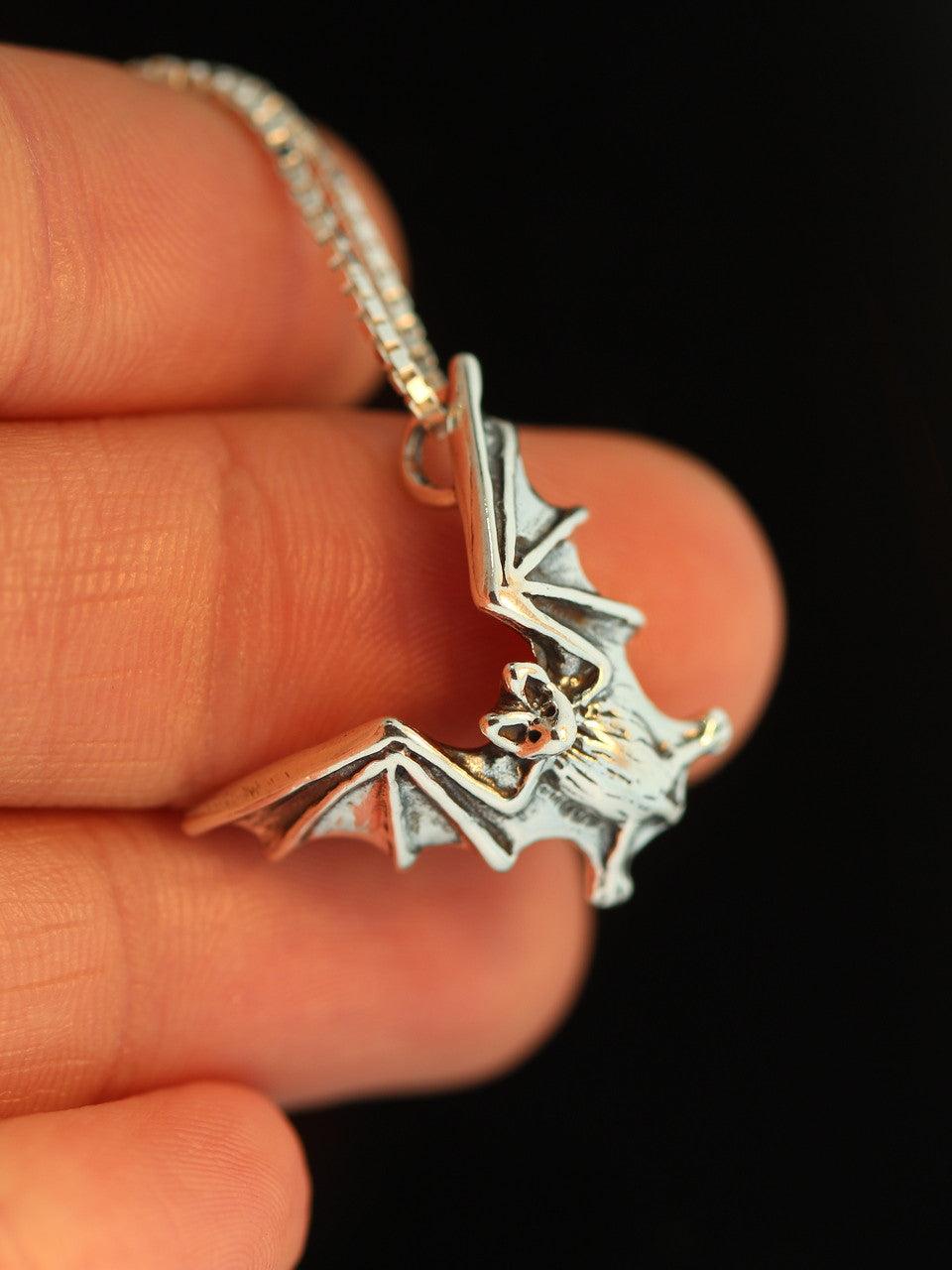 Sterling Silver Bat Flight Pendant
