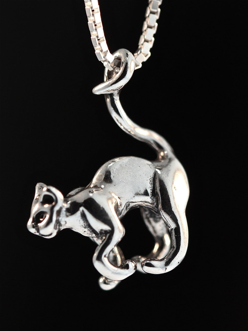 Black Cat Charm - Silver