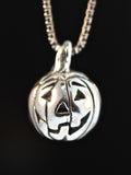 Fat Jack-O-Lantern Pumpkin Charm - Silver